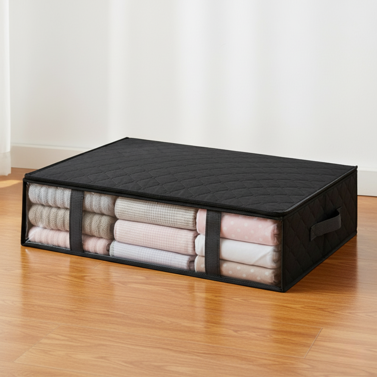 Rangement Sous Lit Transparent - 2 Boîtes Pliantes Anti-poussière 100x50x15 Cm - 8