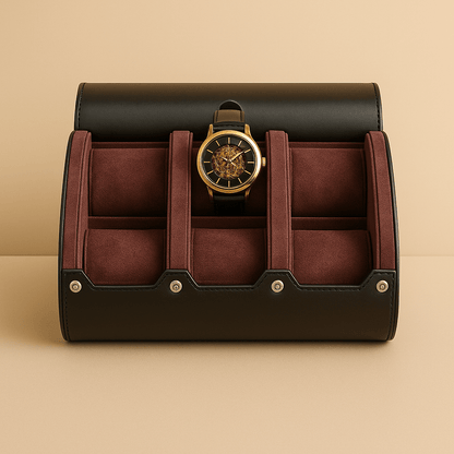 Boîte de Rangement Montre de Luxe Cuir Foncé
