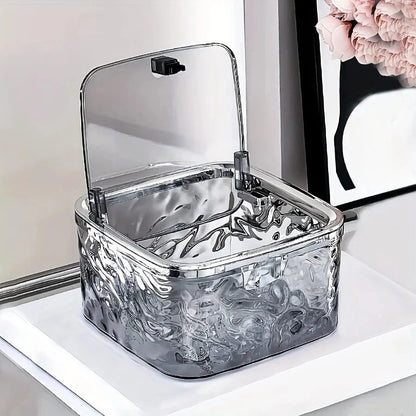 Boîte Rangement avec Couvercle Salle de Bain Gris
